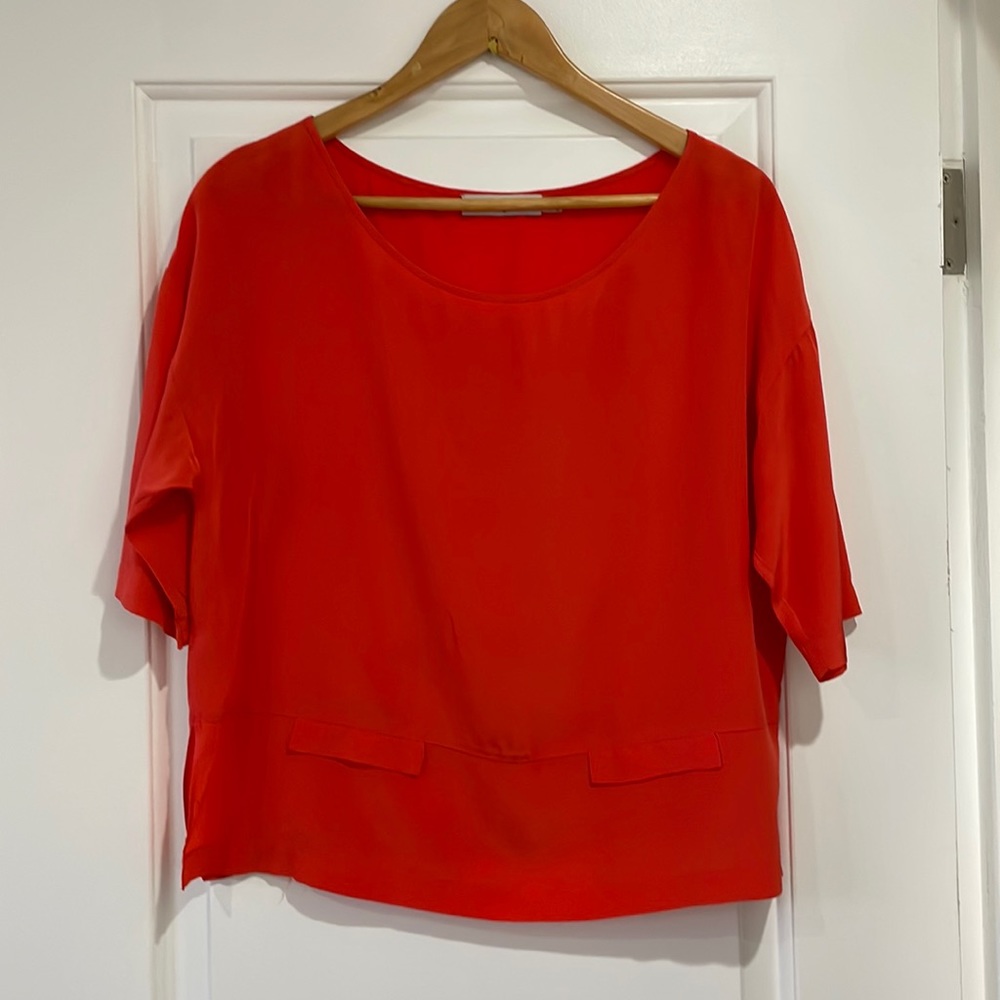 Bright red Robert Rodriguez silk shirt, size 4